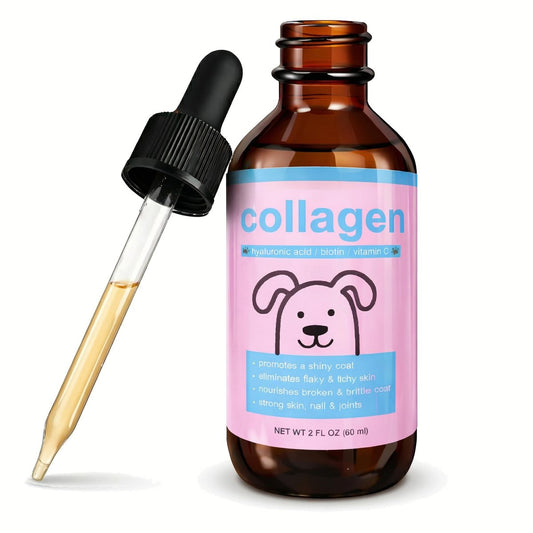Flüssiges Kollagen für Hunde & Katzen – Weidekollagen-Peptide mit Biotin, Vitamin C & Hyaluronsäure für Haut & Fell