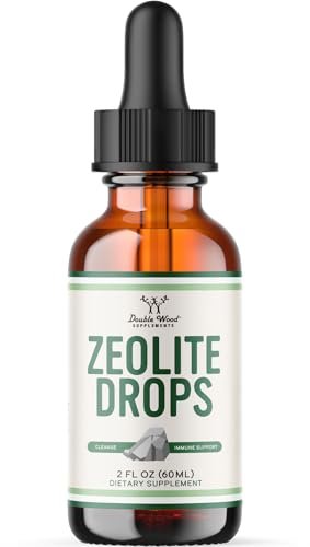 Double Wood Supplements Flüssiges Zeolith Detox – 200 mg Zeolith Klinoptilolith, mit 600 µg Vitamin B12 und 20 µg Vitamin D – 60 ml (2 Fl Oz)