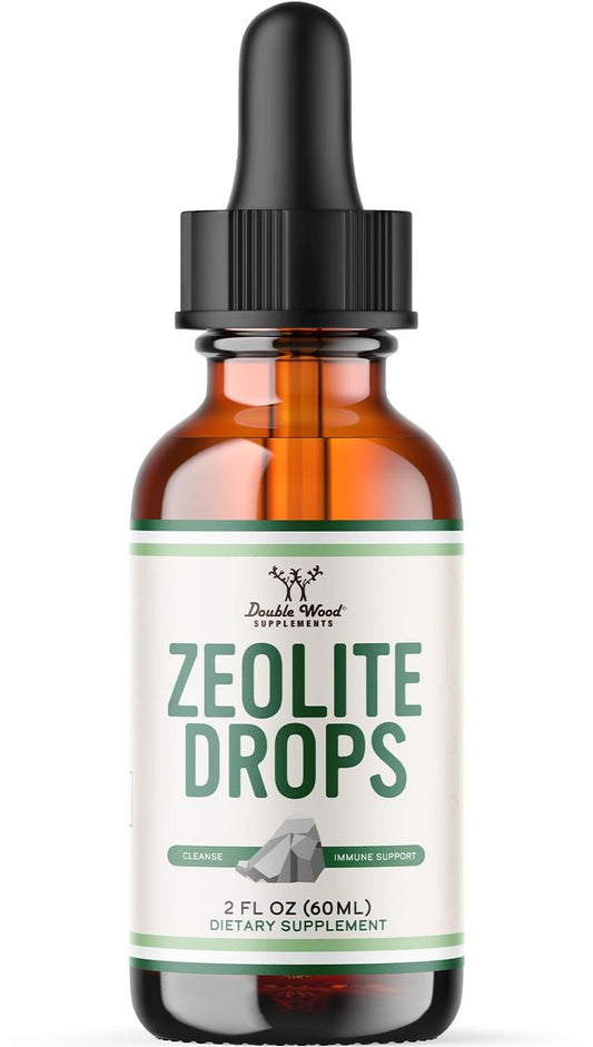 Double Wood Supplements Flüssiges Zeolith Detox – 200 mg Zeolith Klinoptilolith, mit 600 µg Vitamin B12 und 20 µg Vitamin D – 60 ml (2 Fl Oz)