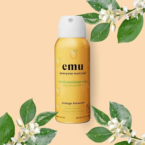 EMU (EVERYONE MUST USE) Handdesinfektionsmittel Pocket Spray, Reisegröße 2,2 oz, 3er-Pack Orange