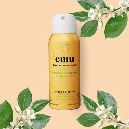 EMU (EVERYONE MUST USE) Handdesinfektionsmittel Pocket Spray, Reisegröße 2,2 oz, 3er-Pack Orange