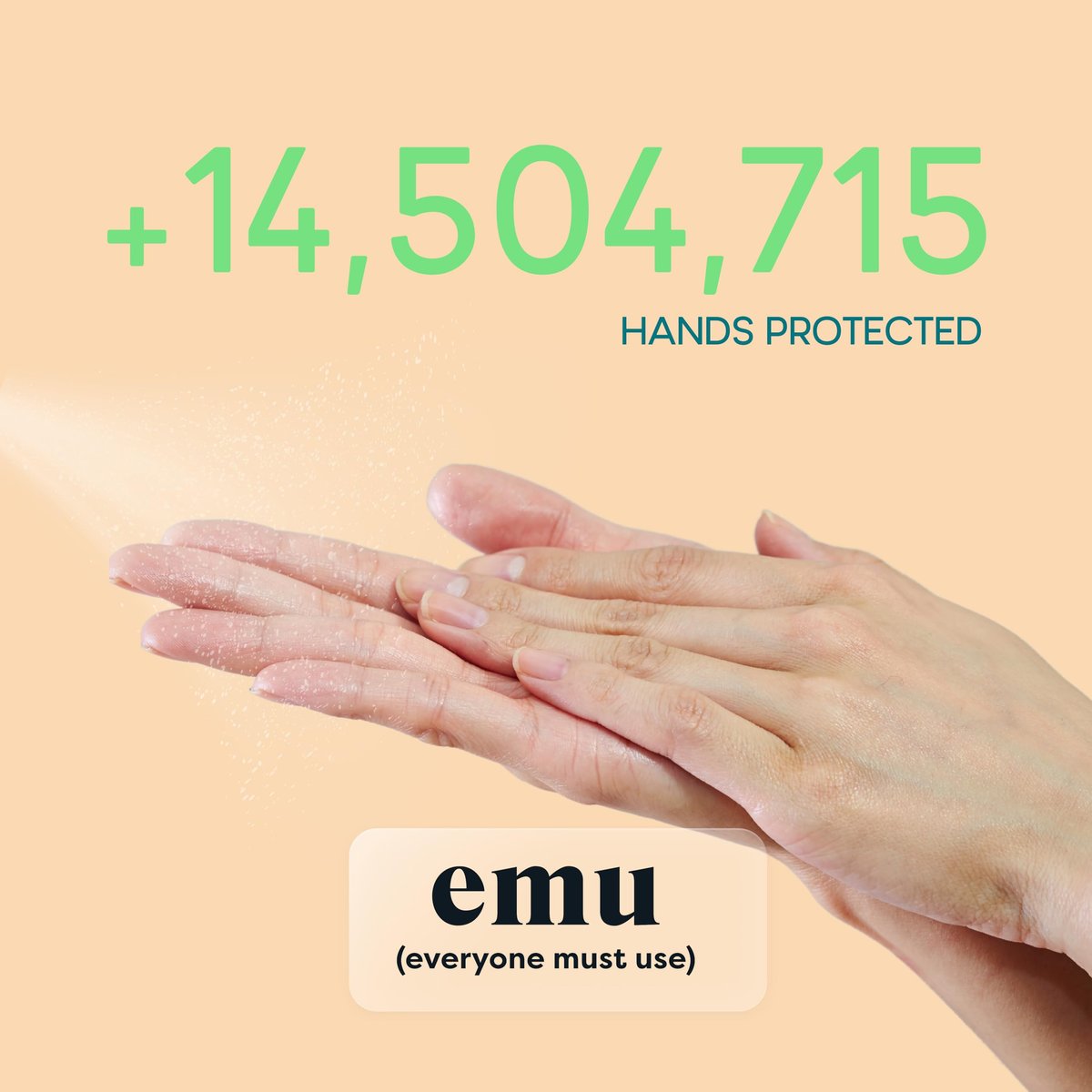 EMU (EVERYONE MUST USE) Handdesinfektionsmittel Pocket Spray, Reisegröße 2,2 oz, 3er-Pack Orange