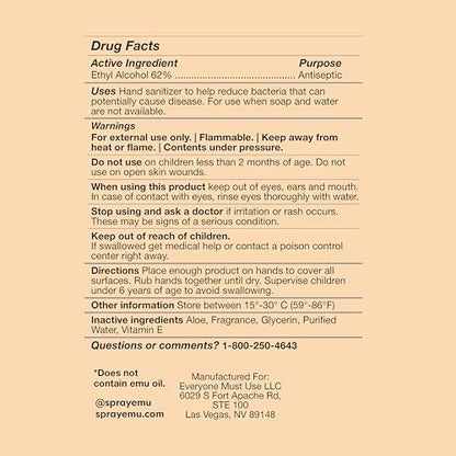 EMU (EVERYONE MUST USE) Handdesinfektionsmittel Pocket Spray, Reisegröße 2,2 oz, 3er-Pack Orange
