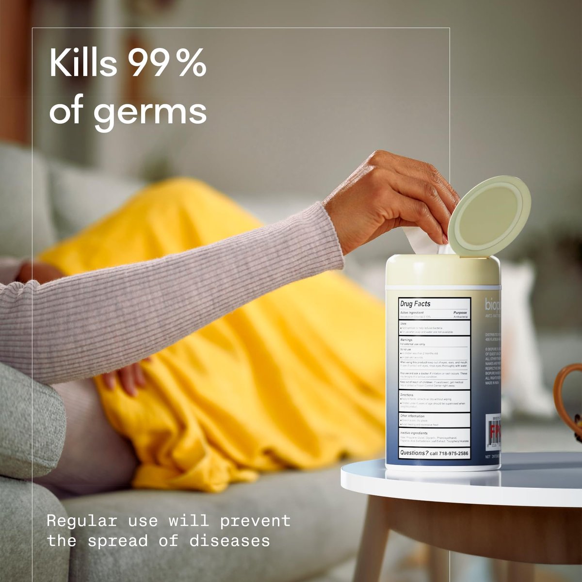 BIOPURE Antibakterielle Handtücher Vanilla Dream Duft | Antibakterielle Tücher mit Aloe und Vitamin E | 5x7 Zoll Feuchttücher-Spender | Ohne Parabene, Sulfate oder Phthalate, tötet 99% der Keime, 50 Stück