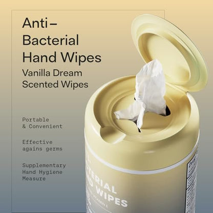 BIOPURE Antibakterielle Handtücher Vanilla Dream Duft | Antibakterielle Tücher mit Aloe und Vitamin E | 5x7 Zoll Feuchttücher-Spender | Ohne Parabene, Sulfate oder Phthalate, tötet 99% der Keime, 50 Stück