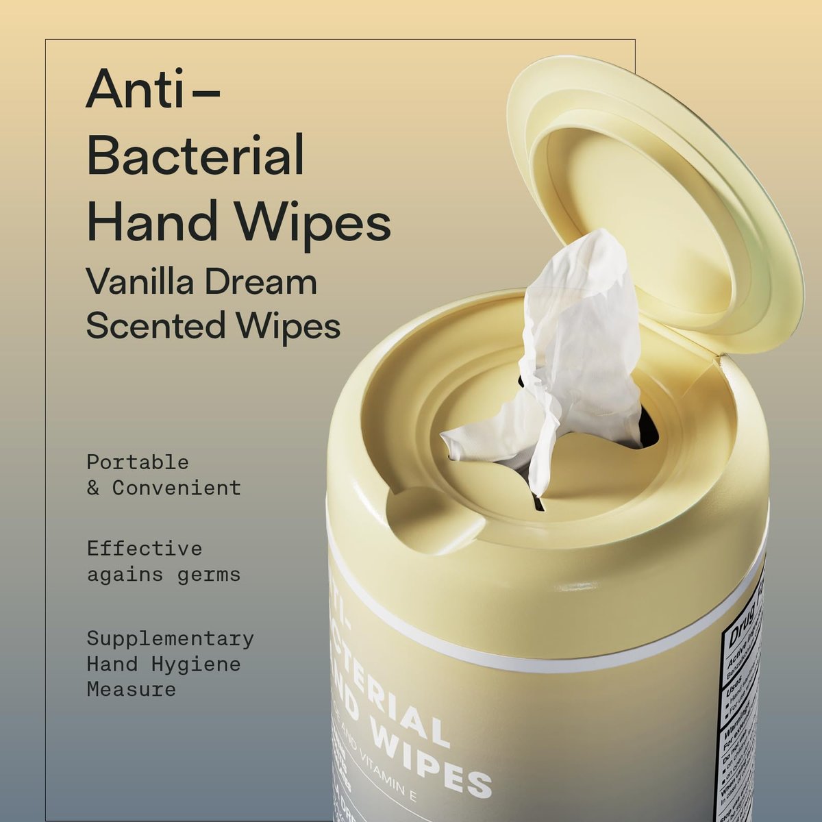 BIOPURE Antibakterielle Handtücher Vanilla Dream Duft | Antibakterielle Tücher mit Aloe und Vitamin E | 5x7 Zoll Feuchttücher-Spender | Ohne Parabene, Sulfate oder Phthalate, tötet 99% der Keime, 50 Stück