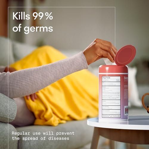 BIOPURE Antibakterielle Feuchttücher Erdbeerduft | Desinfektionstücher mit Aloe und Vitamin E | 5"x7" Feuchttücher im Spender | Ohne Parabene, Sulfate oder Phthalate, Tötet 99% der Keime, 50 Stück