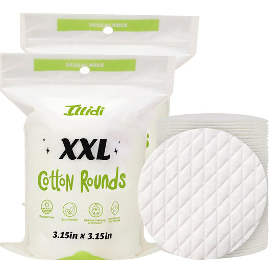 Extra Large Cotton Rounds, 8 cm Durchmesser, (120 Stück), 100% reine Baumwollpads, weich und fusselfrei für Make-up-Entfernung und Gesichtsreinigung