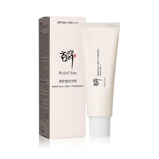 RELIEF SUN Relief Sun Organic Korean Sonnencreme SPF50+, PA++++ Reis & Probiotika | Koreanische Hautpflege für alle Hauttypen – Pflegender UV-Schutz (1,69 fl oz)