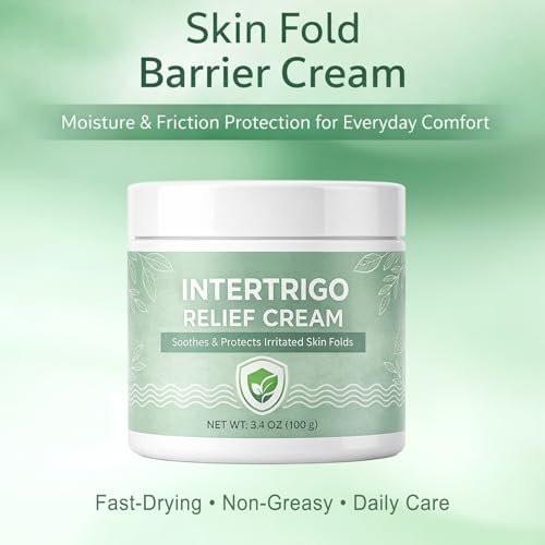 Vbolre Intertrigo Creme – Hautfalten-Barrierecreme für Feuchtigkeits- und Reibungsschutz, unterstützt Hautkomfort, schnell trocknende, nicht fettende Formel für reibungsanfällige Bereiche, 3,4 oz (100 g)