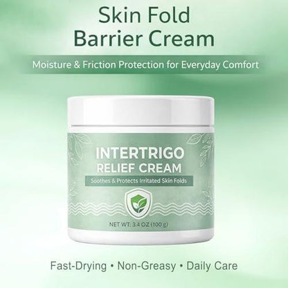 Vbolre Intertrigo Creme – Hautfalten-Barrierecreme für Feuchtigkeits- und Reibungsschutz, unterstützt Hautkomfort, schnell trocknende, nicht fettende Formel für reibungsanfällige Bereiche, 3,4 oz (100 g)