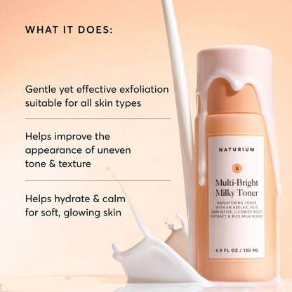 Naturium Multi-Bright Milky Toner mit Azelainsäure – Peeling-Gesichtspflege, 120 ml