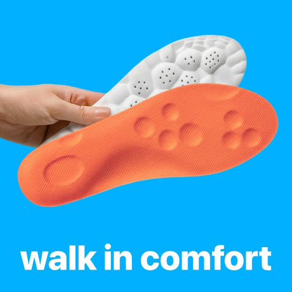 4D Steppers Einlegesohlen für Männer & Frauen - Memory-Schaum Sohlen Massage Schuh Einlagen - Zuschneidbare Cloud-Einlegesohlen gegen Fußschmerzen und Ermüdung (Orange, XL)