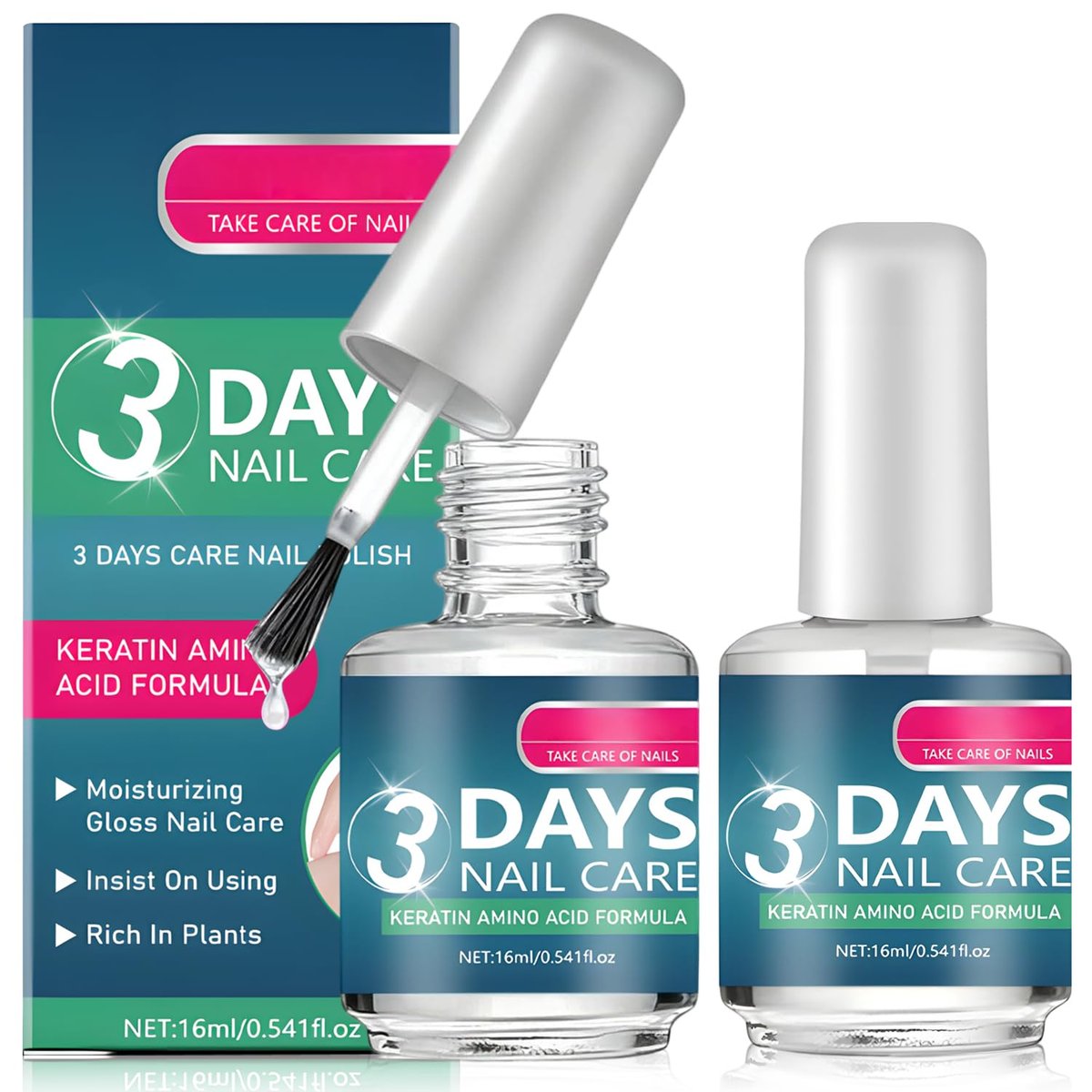 3-Tage Nagelpflege – Stärkung und Feuchtigkeit, Keratin-Aminosäure-Formel Nagelpflegeöl, für trockene, schwache & brüchige Nägel (2 Stück)