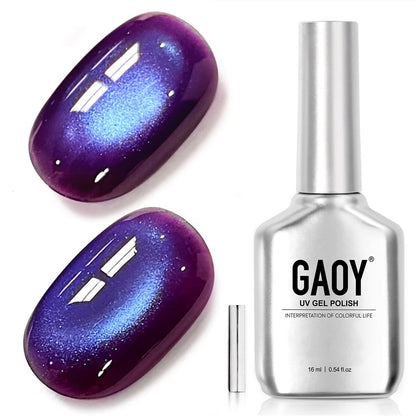GAOY Blau-Lila Katzenaugen-Gel-Nagellack, 16 ml holographischer Glitter-Gel mit Magnet, reflektierender transluzenter UV-Licht-Aushärtung, 4426 Traumhaftes Lila