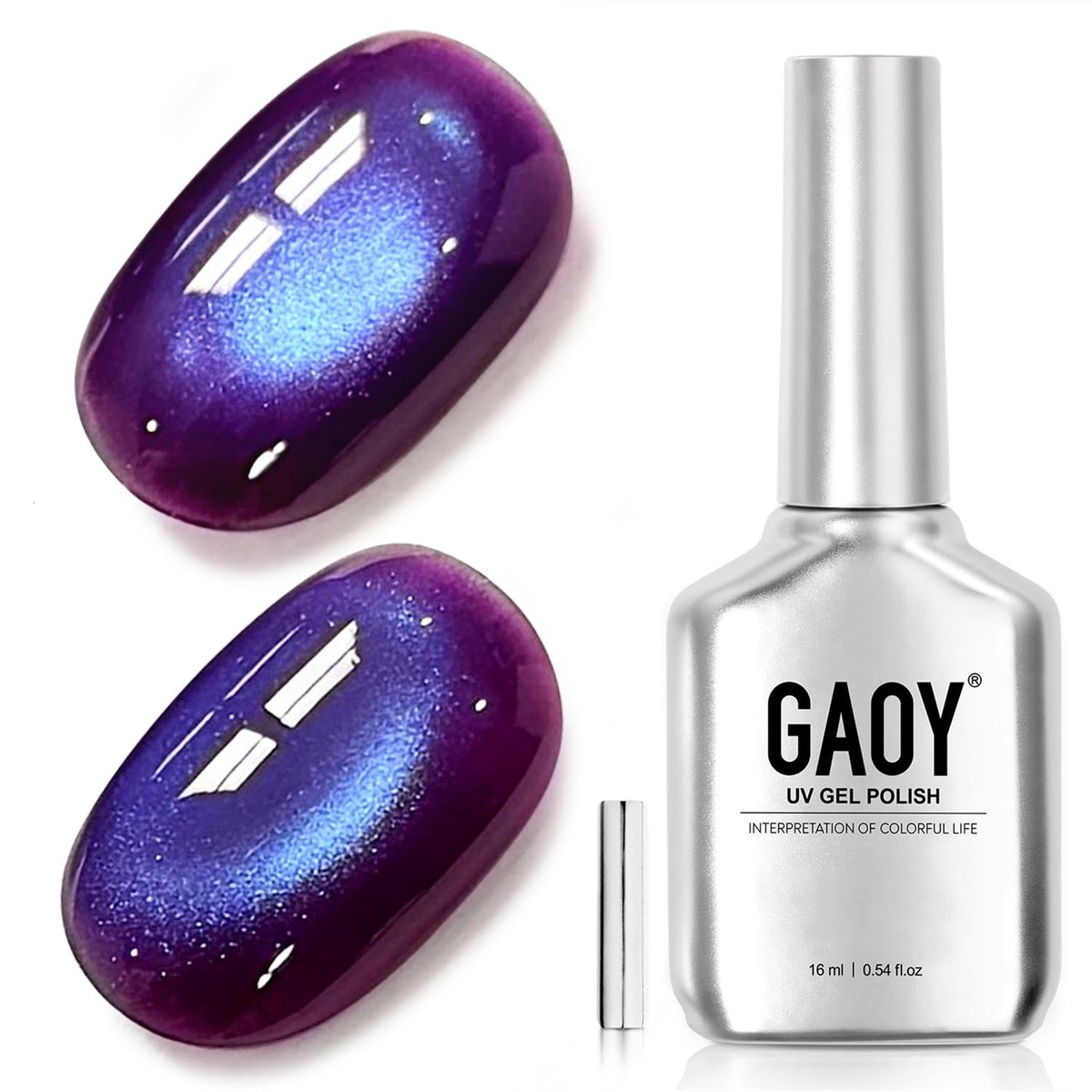 GAOY Blau-Lila Katzenaugen-Gel-Nagellack, 16 ml holographischer Glitter-Gel mit Magnet, reflektierender transluzenter UV-Licht-Aushärtung, 4426 Traumhaftes Lila
