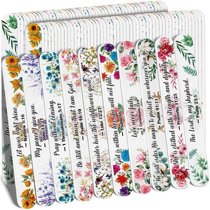52 Stück Christliche Bibelvers Nagelfeilen Bulk Geschenktüten für Frauen, Religiöse Emery Boards für Natürliche Nagelpflege, Geschenke für Weihnachten, Ostern, Geburtstagspartys