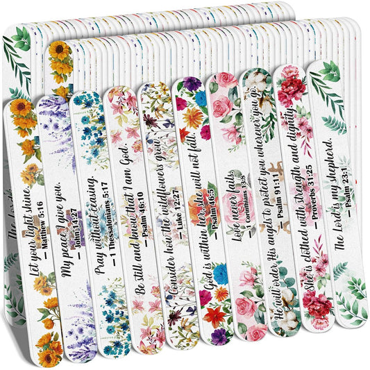 52 Stück Christliche Bibelvers Nagelfeilen Bulk Geschenktüten für Frauen, Religiöse Emery Boards für Natürliche Nagelpflege, Geschenke für Weihnachten, Ostern, Geburtstagspartys