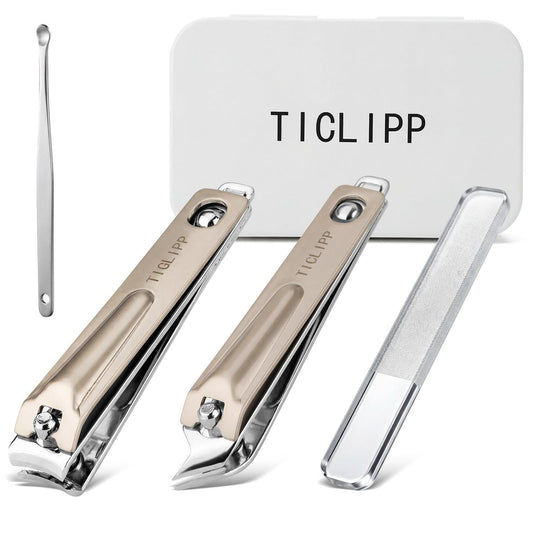 TICLIPP Schwerlast-Edelstahl-Zehennagelknipser-Set mit integrierter Feile, Präziser Nagelschneider & Fingernageltrimmer für Männer, Frauen, Senioren, dicke Nägel, täglicher Gebrauch