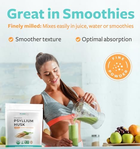 Bio Flohsamenschalenpulver Fein gemahlen – Ganzes Flohsamenschalen Bio-Faserpulver für Backen, Smoothies & mehr – Vegan, glutenfrei, ohne Gentechnik & ohne Füllstoffe (66 Portionen)
