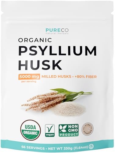 Bio Flohsamenschalenpulver Fein gemahlen – Ganzes Flohsamenschalen Bio-Faserpulver für Backen, Smoothies & mehr – Vegan, glutenfrei, ohne Gentechnik & ohne Füllstoffe (66 Portionen)