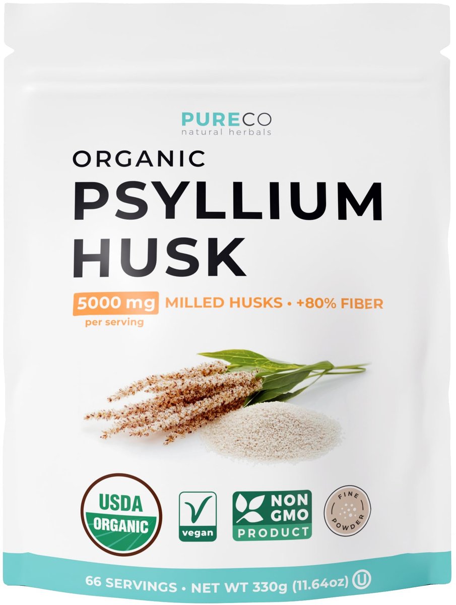 Bio Flohsamenschalenpulver Fein gemahlen – Ganzes Flohsamenschalen Bio-Faserpulver für Backen, Smoothies & mehr – Vegan, glutenfrei, ohne Gentechnik & ohne Füllstoffe (66 Portionen)