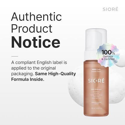 Siore NMN Fresh Bubble Toner – Glow-Boostender Toner mit 99% reinem NMN 10.000 ppm, Resveratrol, Centella, Niacinamid und Ceramid | Glasglanz-Haut | Koreanische Apotheken-Anti-Aging-Pflege