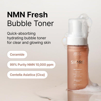 Siore NMN Fresh Bubble Toner – Glow-Boostender Toner mit 99% reinem NMN 10.000 ppm, Resveratrol, Centella, Niacinamid und Ceramid | Glasglanz-Haut | Koreanische Apotheken-Anti-Aging-Pflege