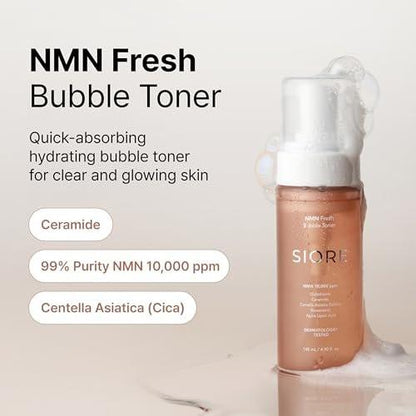 Siore NMN Fresh Bubble Toner – Glow-Boostender Toner mit 99% reinem NMN 10.000 ppm, Resveratrol, Centella, Niacinamid und Ceramid | Glasglanz-Haut | Koreanische Apotheken-Anti-Aging-Pflege