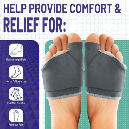 Orthopädische Metatarsal-Pads, Ballenpolster mit Gel-Einlage für Damen und Herren, Fußpolster zur Schmerzlinderung bei Morton-Neurom, Metatarsalgie (Grau, LARGE: Damen (9.5-11)/Herren (7.5-9.5))