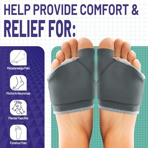 Orthopädische Metatarsal-Pads, Ballenpolster mit Gel-Einlage für Damen und Herren, Fußpolster zur Schmerzlinderung bei Morton-Neurom, Metatarsalgie (Grau, LARGE: Damen (9.5-11)/Herren (7.5-9.5))