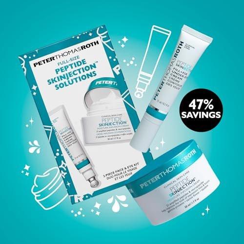 Peter Thomas Roth Full-Size Peptide Skinjection™ Solutions 2-teiliges Gesichts- & Augen-Set – Anti-Aging Peptid-Hautpflege-Set mit Augencreme und Feuchtigkeitscreme