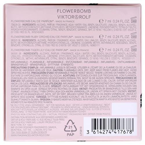 Viktor & Rolf Flowerbomb Trio Set – 3 Mini EDPs: Flowerbomb, Ruby Orchid, Tiger Lily (je 0,24 Fl Oz) – Damenparfüm-Set