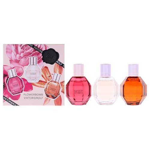 Viktor & Rolf Flowerbomb Trio Set – 3 Mini EDPs: Flowerbomb, Ruby Orchid, Tiger Lily (je 0,24 Fl Oz) – Damenparfüm-Set