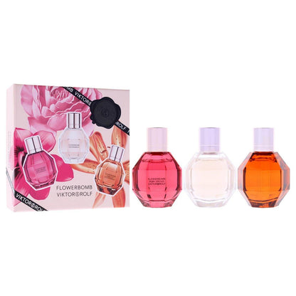 Viktor & Rolf Flowerbomb Trio Set – 3 Mini EDPs: Flowerbomb, Ruby Orchid, Tiger Lily (je 0,24 Fl Oz) – Damenparfüm-Set