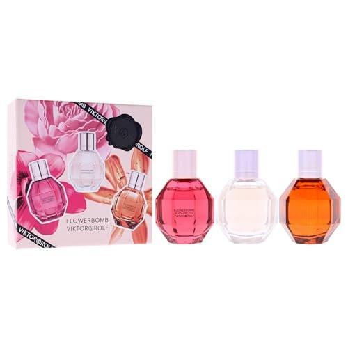Viktor & Rolf Flowerbomb Trio Set – 3 Mini EDPs: Flowerbomb, Ruby Orchid, Tiger Lily (je 0,24 Fl Oz) – Damenparfüm-Set