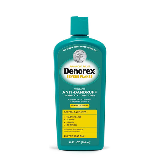 Denorex Advanced Relief Severe Flakes Anti-Schuppen 2-in-1 Shampoo & Conditioner | 2% Pyrithion Zink | Bei starken Schuppen & Kopfhautproblemen | 2x mehr Anti-Schuppen-Kraft vs. führende Anti-Schuppen-Shampoos | 300 ml