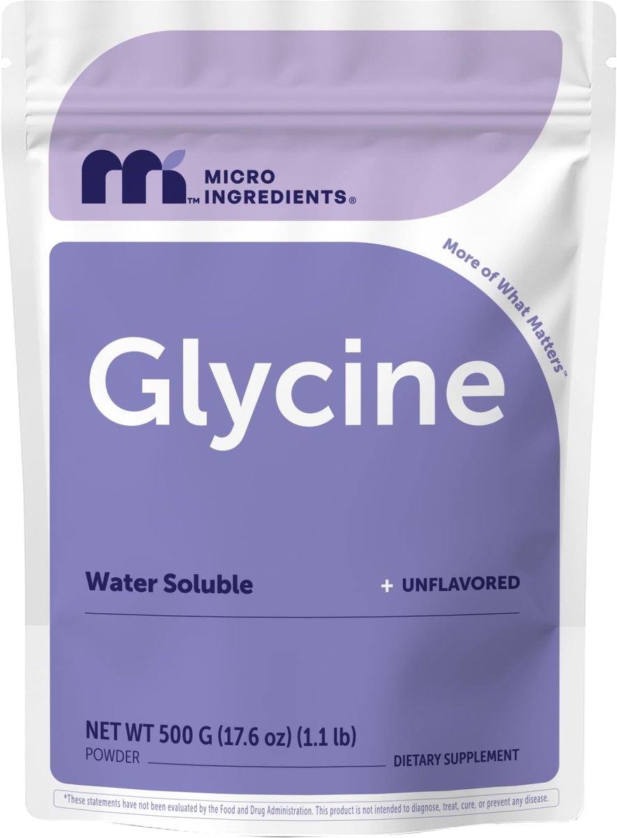 Micro Ingredients Glycin-Pulver, 500 g (1,1 Pfund), 1000 mg Glycin pro Portion, wasserlöslich