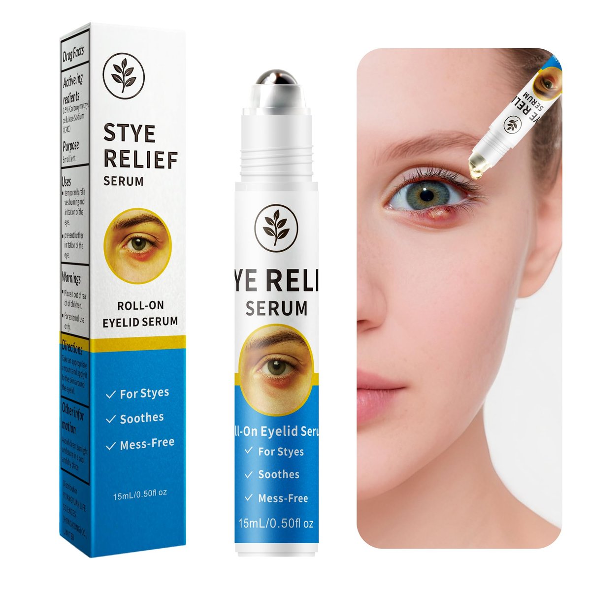 Gerstenkorn Behandlung Serum – Linderung bei Gerstenkorn, Hagelkorn, Blepharitis & Augenrötung – Roll-On & Kompresse