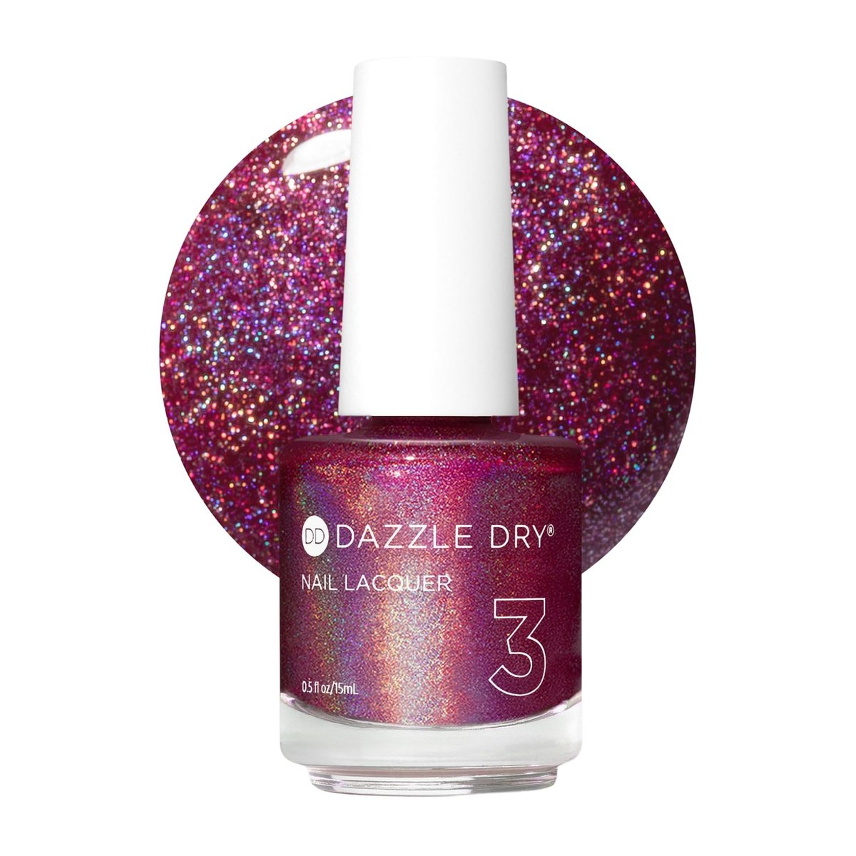 Dazzle Dry Nagellack (Schritt 3) - Beauty Sleep - Holografisches Dunkelfuchsia, volle Deckkraft (0,5 fl oz)