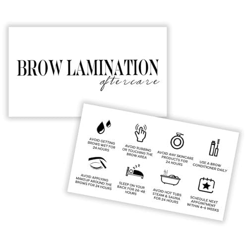 100 Stück Brow Lamination Aftercare Karten – Pflegeanleitungen für Brauen-Lamination im Visitenkartenformat (3,5x2,1 Zoll) – Set für Brauenpflege-Zubehör
