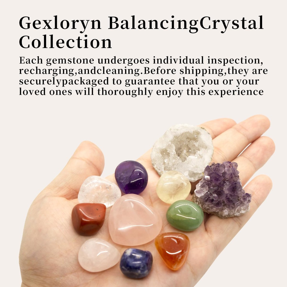 Heilende Kristalle und Steine – Hexen-Kit mit Chakra-Steinen, weißem Kristallgeode & Amethyst-Cluster – Kristall-Set in Geschenkbox