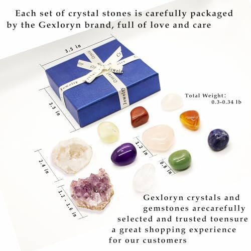 Heilende Kristalle und Steine – Hexen-Kit mit Chakra-Steinen, weißem Kristallgeode & Amethyst-Cluster – Kristall-Set in Geschenkbox