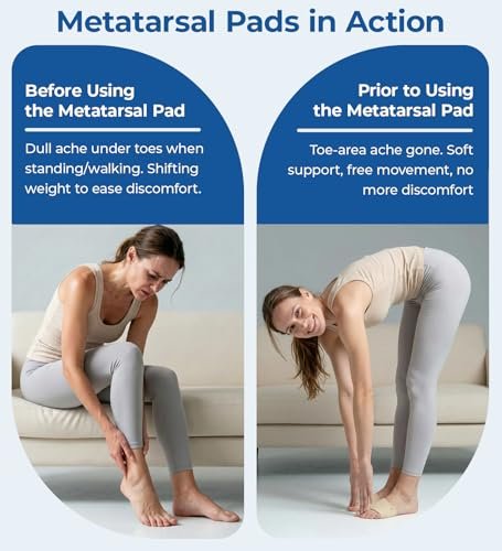 MasterMo Metatarsal-Pads für Männer und Frauen – Ballenpolster zur Schmerzlinderung bei Sesamoiditis, Metatarsalgie, Morton-Neurom – 2 Paar Stoffhüllen mit Gel-Einlagen (Schwarz, M)