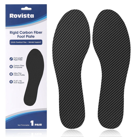 1 Paar Kohlefaser-Einlegesohle – 0,8 mm dünne Kohlefaser-Einlage für Turf Toe, Fußfrakturen, Hallux Rigidus und Limitus – Starre Fußplatte als Alternative zum postoperativen Schuh (M 9-9,5 / W 10-10,5 - 265 mm)