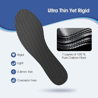 1 Paar Kohlefaser-Einlegesohle – 0,8 mm dünne Kohlefaser-Einlage für Turf Toe, Fußfrakturen, Hallux Rigidus und Limitus – Starre Fußplatte als Alternative zum postoperativen Schuh (M 9-9,5 / W 10-10,5 - 265 mm)