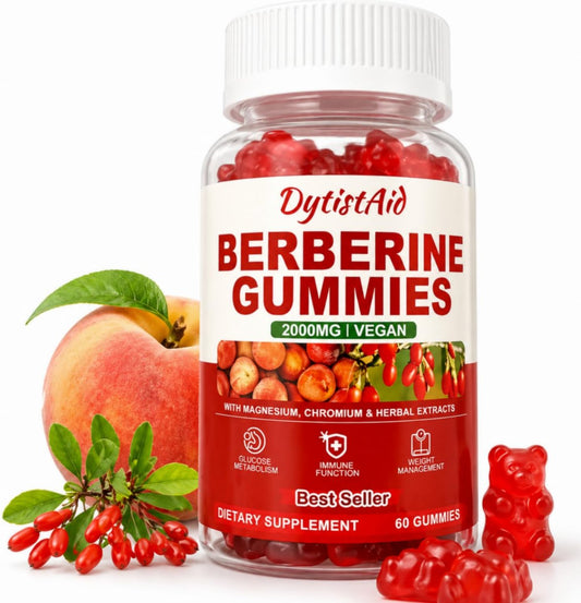 Berberine Gummies 2000 mg (Berberin HCl) mit Chrom 200 µg – Hochdosiertes Berberin HCl Präparat für Immununterstützung, ALA, Zimt & Kurkuma, Zuckerfrei, Vegan, Pfirsichgeschmack, 60 Stück