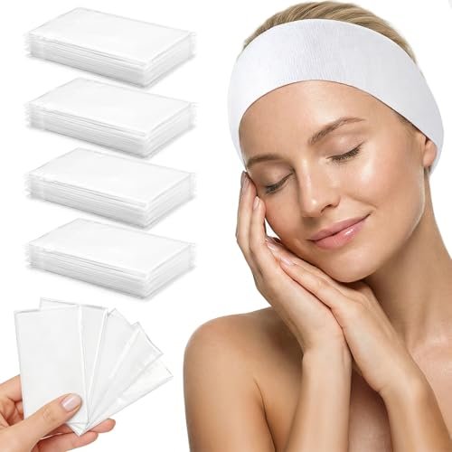 Einweg-Haarbänder für Spa & Gesichtsbehandlungen – 48 Stück weiße Einweg-Haarbänder für Damen, professionelles Haarband für Gesichtsbehandlungen, Kosmetikerinnen, Hautpflege & Gesichtswäsche – Vlies-Haarbänder im Pack