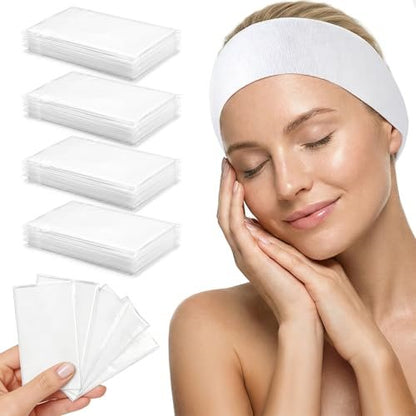 Einweg-Haarbänder für Spa & Gesichtsbehandlungen – 48 Stück weiße Einweg-Haarbänder für Damen, professionelles Haarband für Gesichtsbehandlungen, Kosmetikerinnen, Hautpflege & Gesichtswäsche – Vlies-Haarbänder im Pack