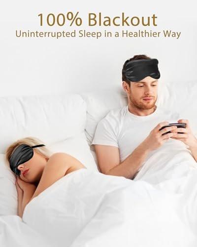 4er-Pack Seidige Schlafmasken für Damen und Herren – JroyJoy 100% blickdicht und superweich für erholsamen Schlaf, mit verstellbarem Riemen, Satin-Augenmaske für Seitenschläfer, Reise-Augenabdeckung (004 Schwarz*4 Stück)